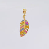 Multicolor Feather Pendant 2.15 g / 1 1/2 in 18K Yellow Gold