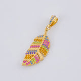 Multicolor Feather Pendant 2.15 g / 1 1/2 in 18K Yellow Gold
