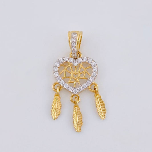 Dije Atrapasueños Corazón 1.6 g / 1 in Dos Oros Amarillo Blanco 18K