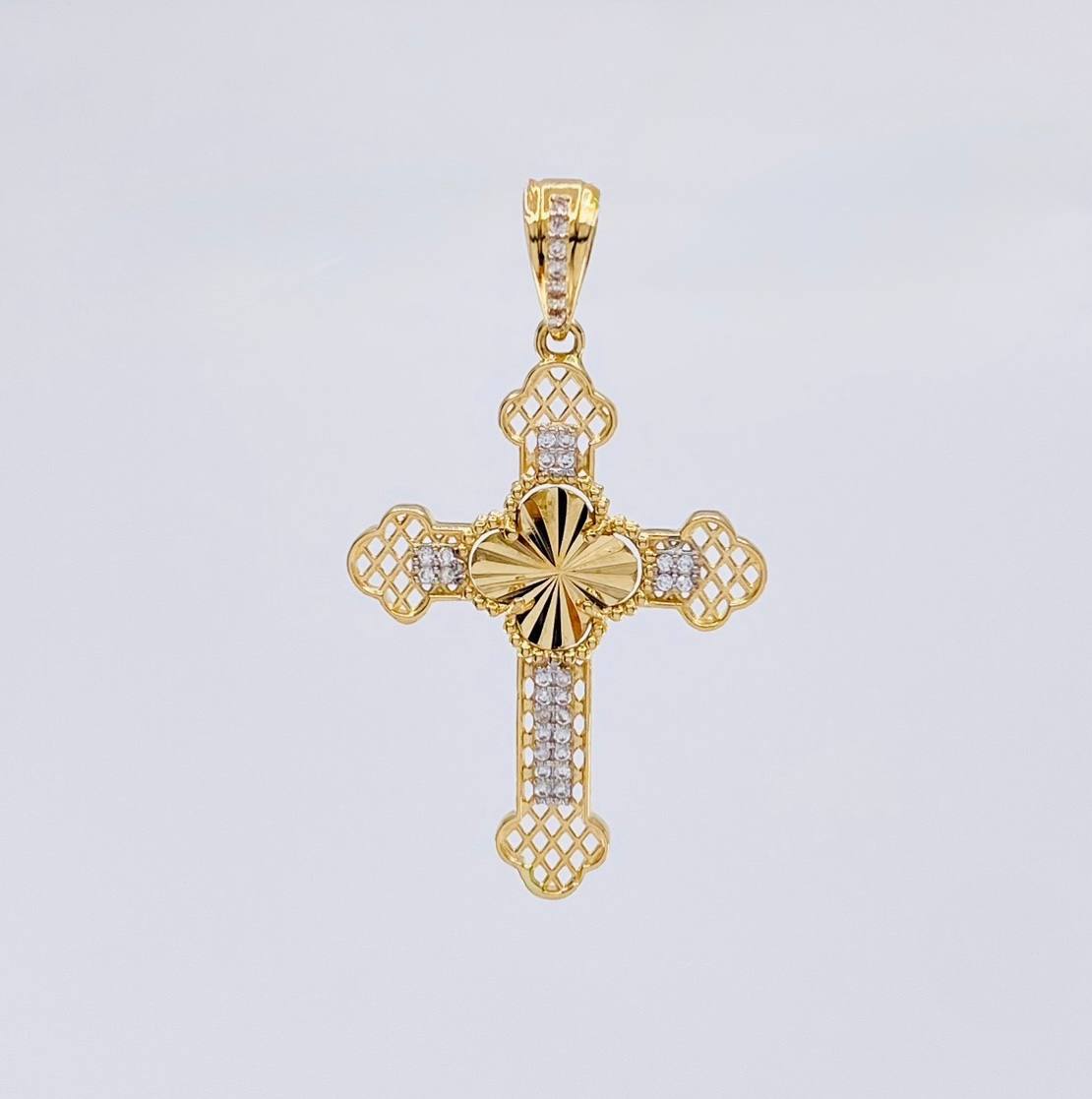 Dije Cruz Trebol Filigrama 3.7 g / 1 3/4 in Oro Amarillo 18K