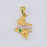 Dije Mapa De Colombia 2.35 g / 1 1/4 in Dos Oros Amarillo Blanco 18K