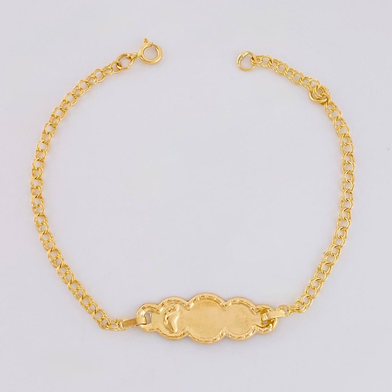 Bracelet Baby Classic Link Cloud Plate Bordered Foot 1.3 g / 2.3 mm Yellow Gold 18K