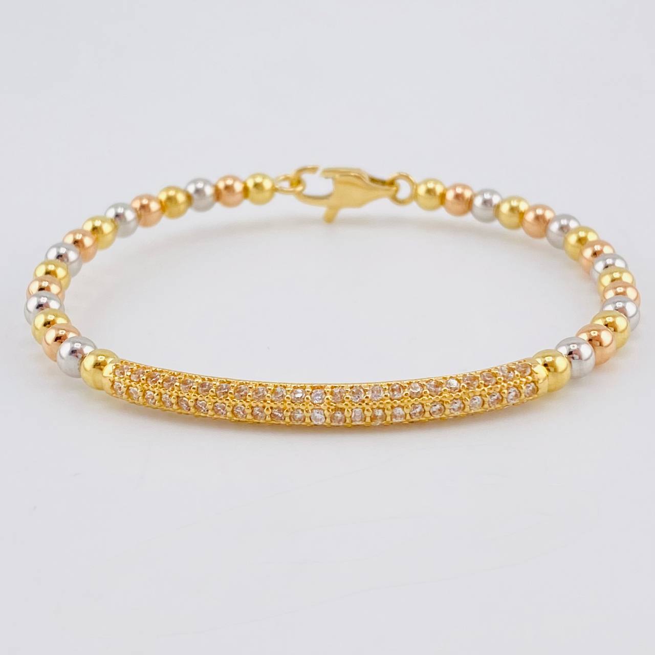 Bracelet Hoop Rail Dense 10 g / 7 in / 4 mm Three Golds 18K
