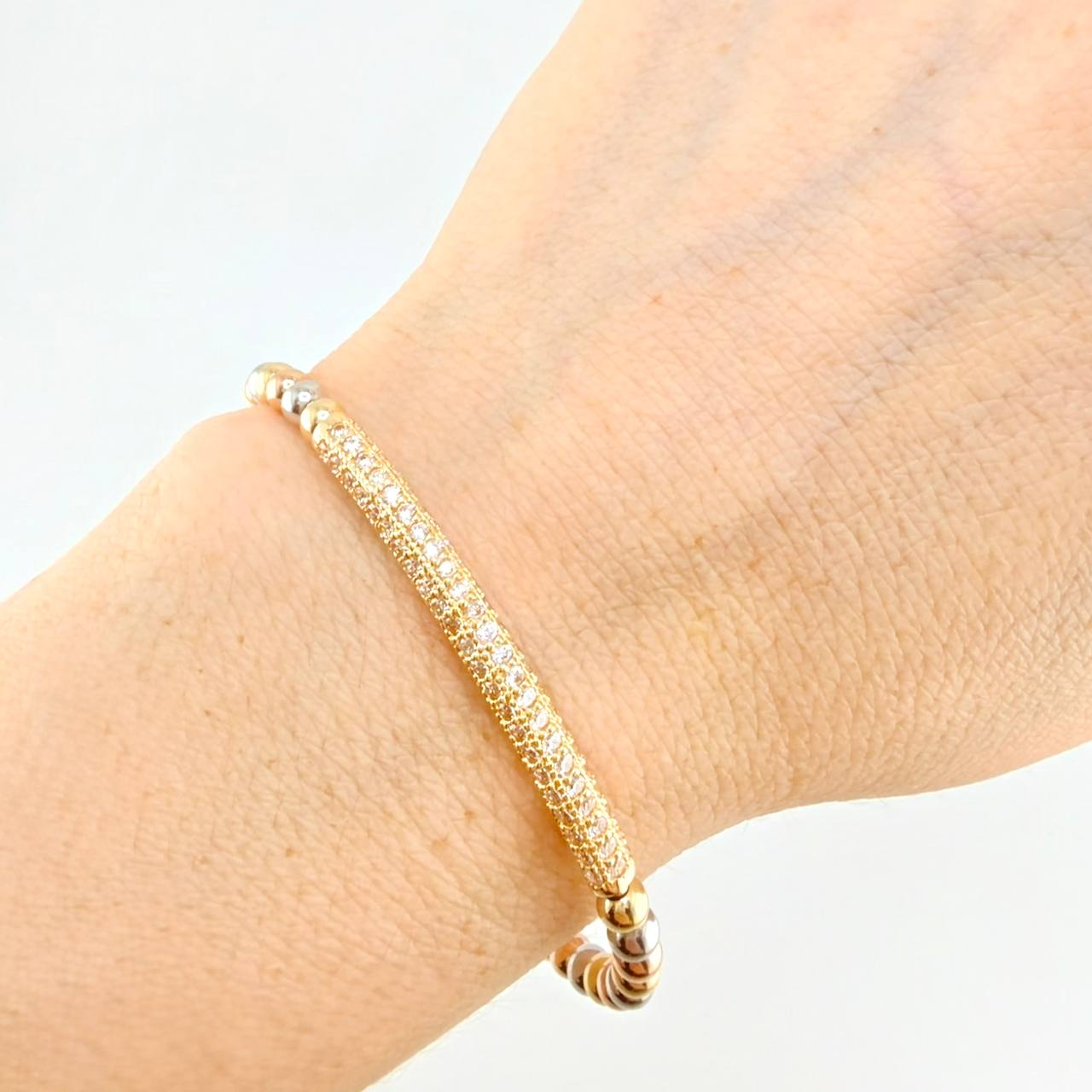 Bracelet Hoop Rail Dense 10 g / 7 in / 4 mm Three Golds 18K