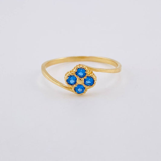 Anillo Trebol Linea Invertida 1.15 g / T5 3/4 Oro Amarillo 18K