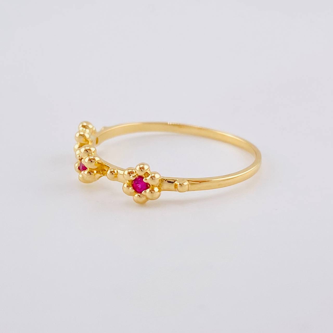 Anillo Trío Flores 1.6 g / T8 Oro Amarillo 18K