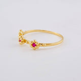 Anillo Trío Flores 1.6 g / T8 Oro Amarillo 18K