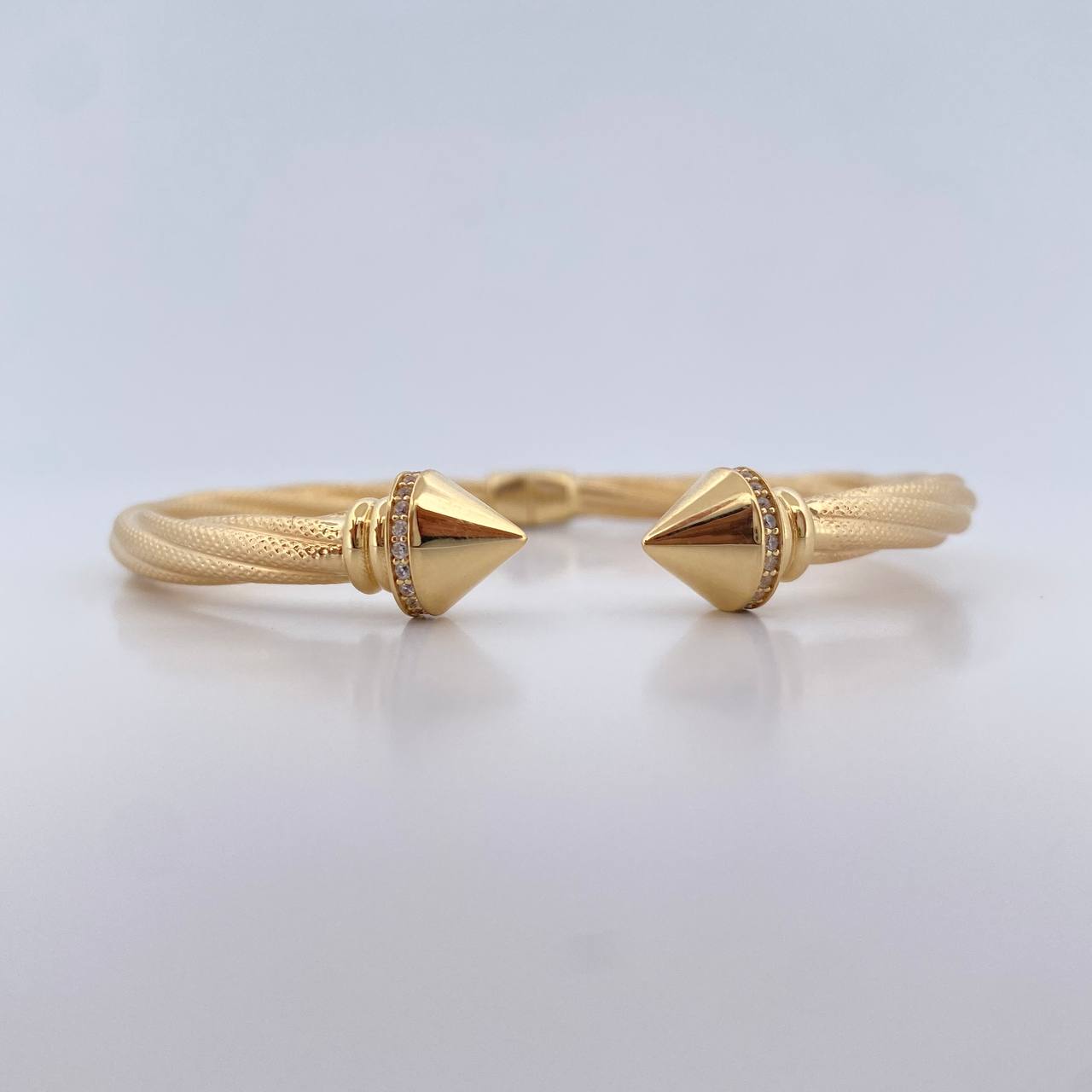 Bracelet Entochardo Ring Tips 12.7gr / 16.8cm / 4.7mm White Zircons Yellow Gold +4 18K $