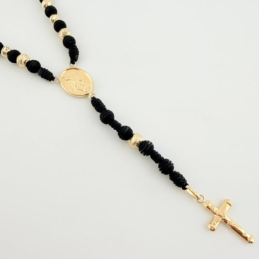 Rosario San Miguel Cruz Cristo 6.4gr / 27 1/2 in / 5mm-6mm Oro Amarillo 18K *