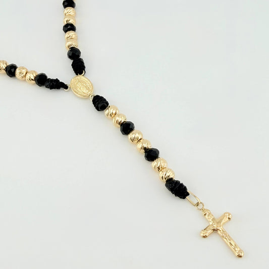 Rosario Virgen Milagrosa Cruz Cristo 8gr / 23 1/2 in / 6mm Oro Amarillo 18K ©