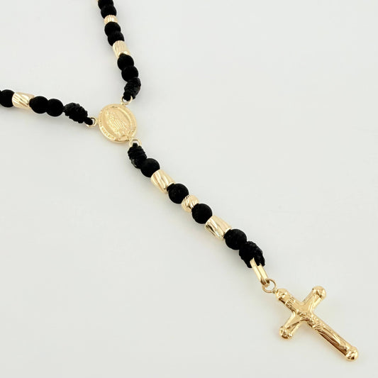 Rosario Virgen Guadalupe Cruz Cristo 4.4gr / 21 3/4 in / 4mm Oro Amarillo 18K *