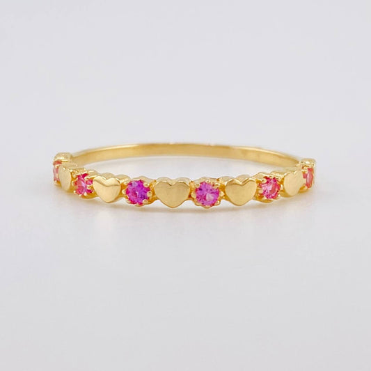Polished Hearts Ring 1.35g / Size 7 1/4 Yellow Gold 18K