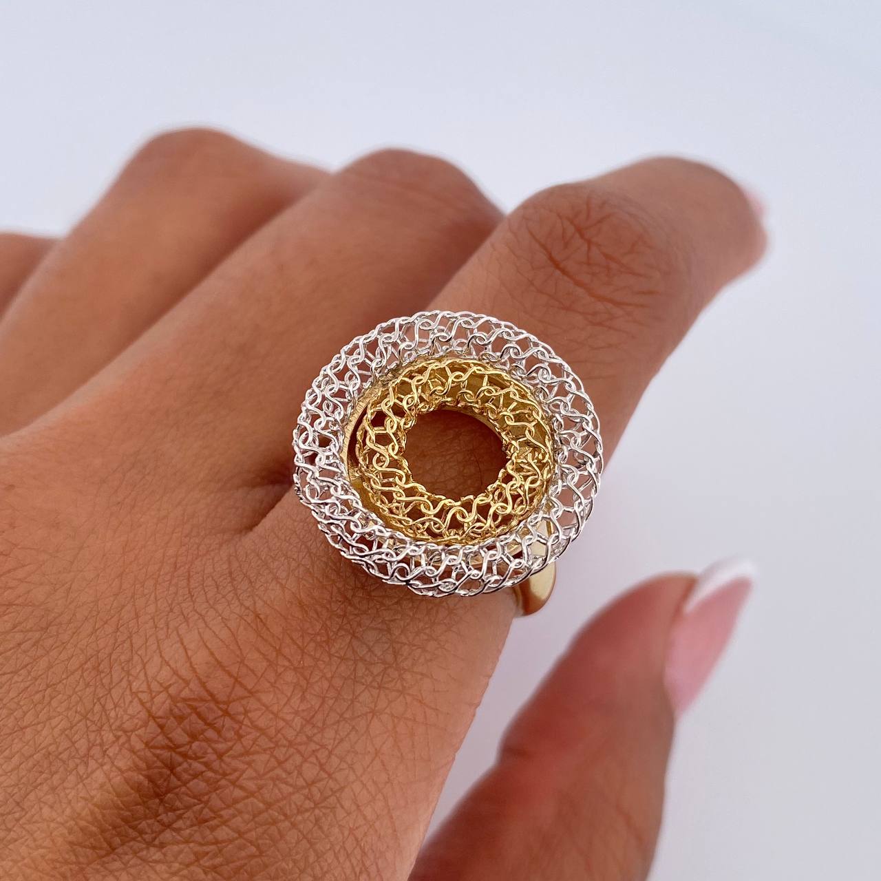 Ring Hoops 4.65gr / T6 3/4 / Two Yellow White Gold +3 18K &
