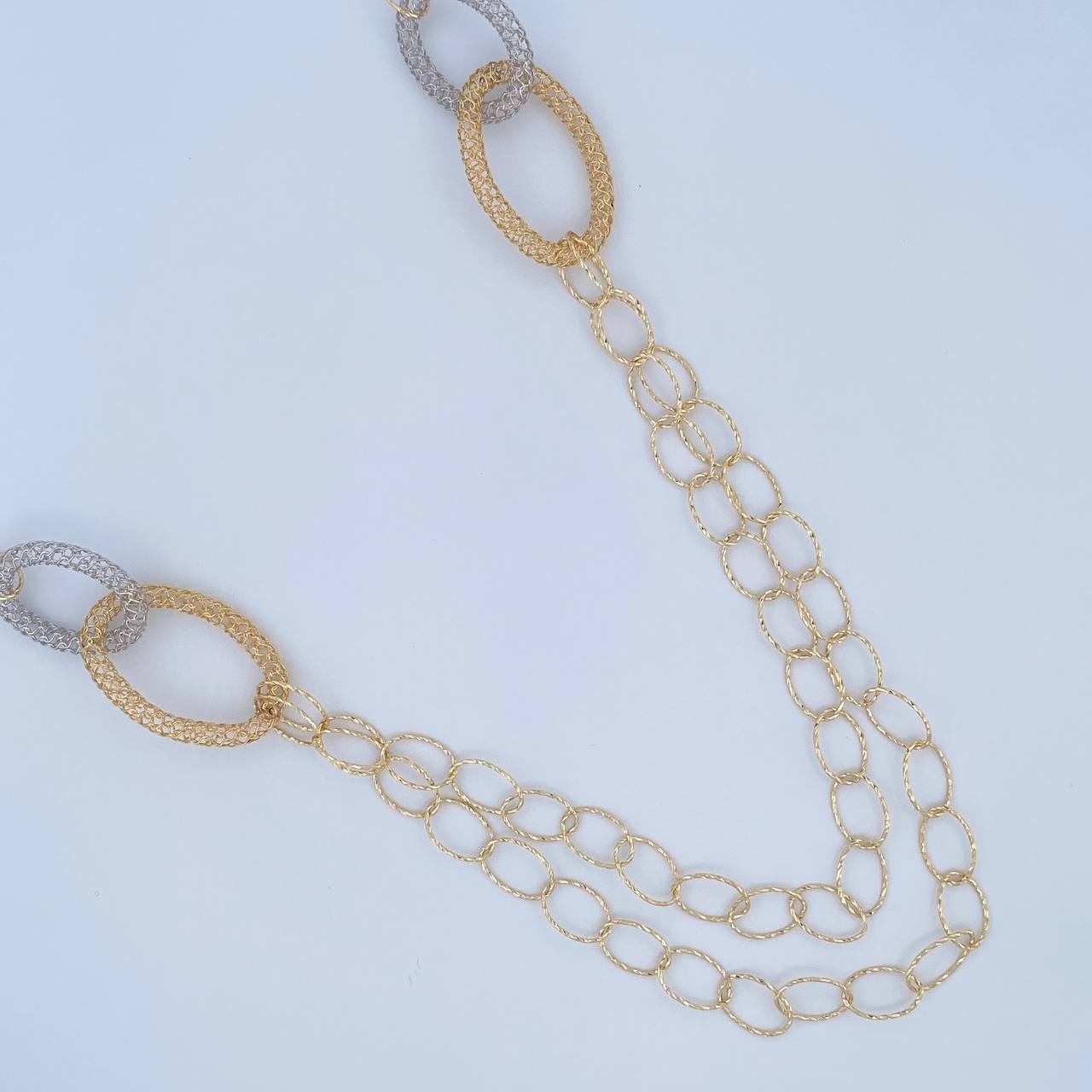 Cadena Aros 15.15gr / 71.5cm / 6.6mm Dos Oros Amarillo Blanco +3 18K &