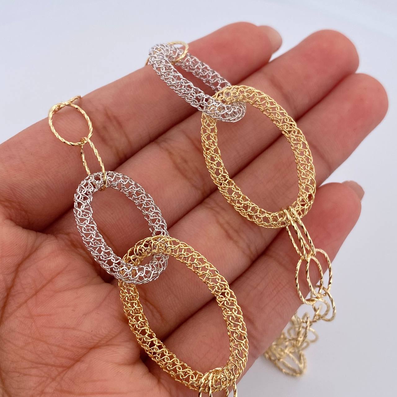 Cadena Aros 15.15gr / 71.5cm / 6.6mm Dos Oros Amarillo Blanco +3 18K &