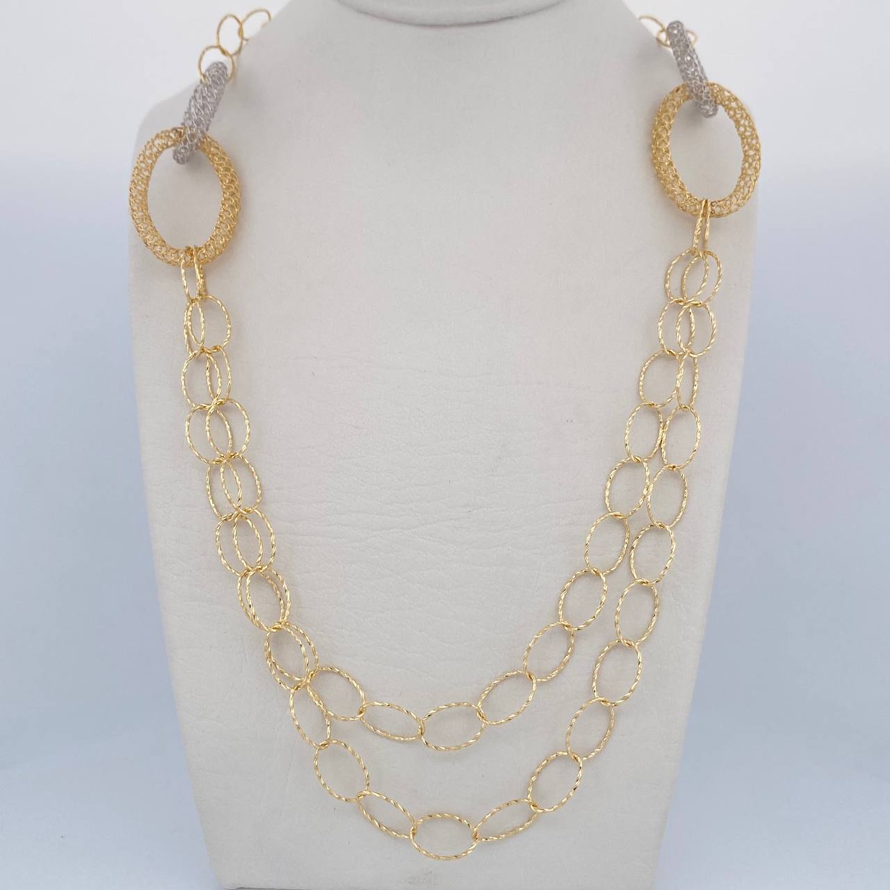 Cadena Aros 15.15gr / 71.5cm / 6.6mm Dos Oros Amarillo Blanco +3 18K &