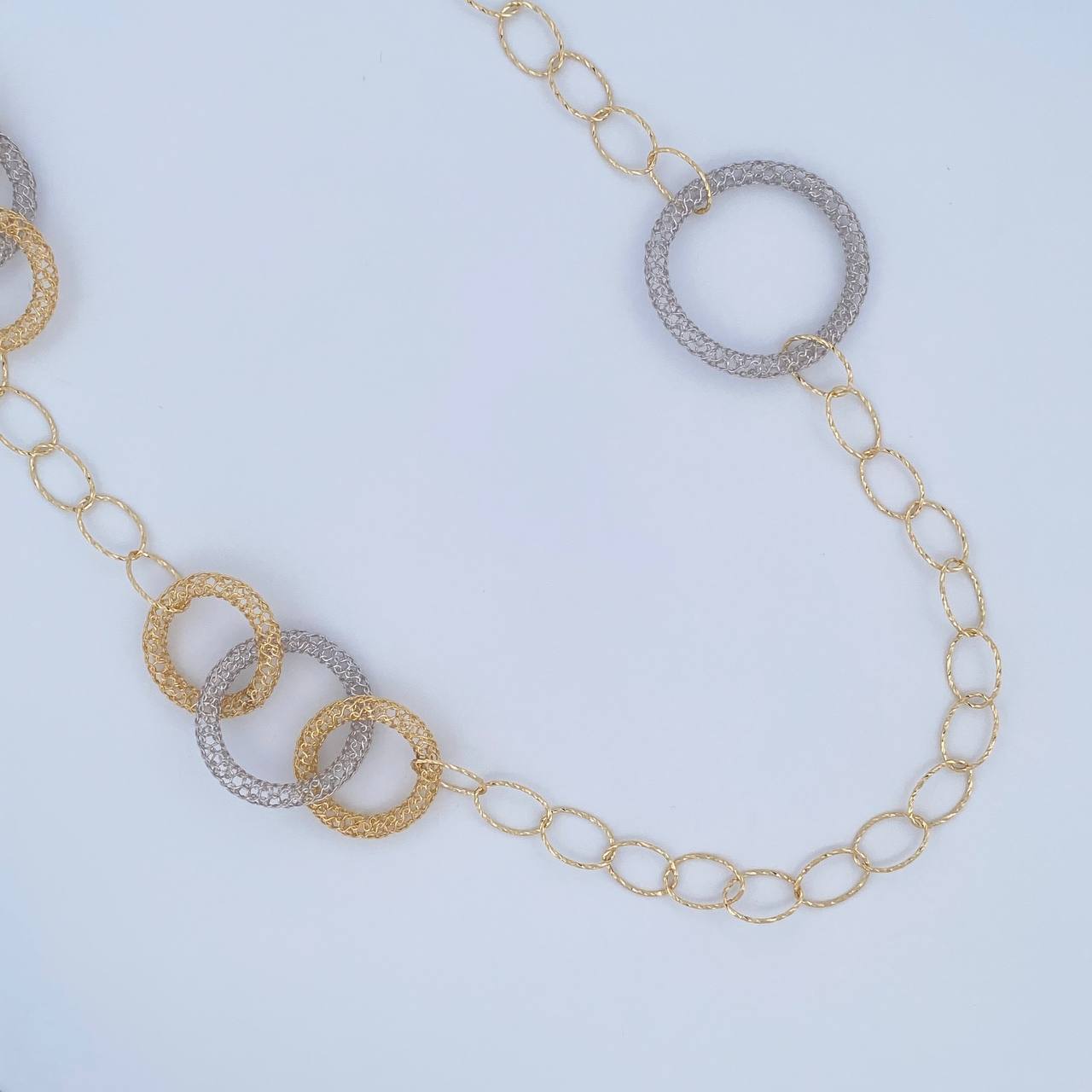 Cadena Aros 12.95gr / 62.6cm / 6.9mm Dos Oros Amarillo Blanco +3 18K &
