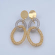 Stud Earrings Arete Aros Ovalos 5.2gr / 5.5cm / Two Yellow White Gold +4 18K &
