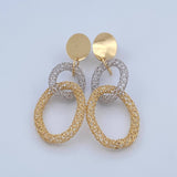 Stud Earrings Arete Aros Ovalos 5.2gr / 5.5cm / Two Yellow White Gold +4 18K &