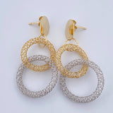 Topos Arete Aros Circulos 5.15gr / 4.7cm / Dos Oros Amarillo Blanco +4 18K &