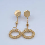 Stud Earrings Arete Aros Circulos 3.75gr / 5.5cm / 4mm Beads Diamond Cut Yellow Gold +4 18K &