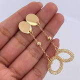 Stud Earrings Arete Aros Circulos 3.75gr / 5.5cm / 4mm Beads Diamond Cut Yellow Gold +4 18K &
