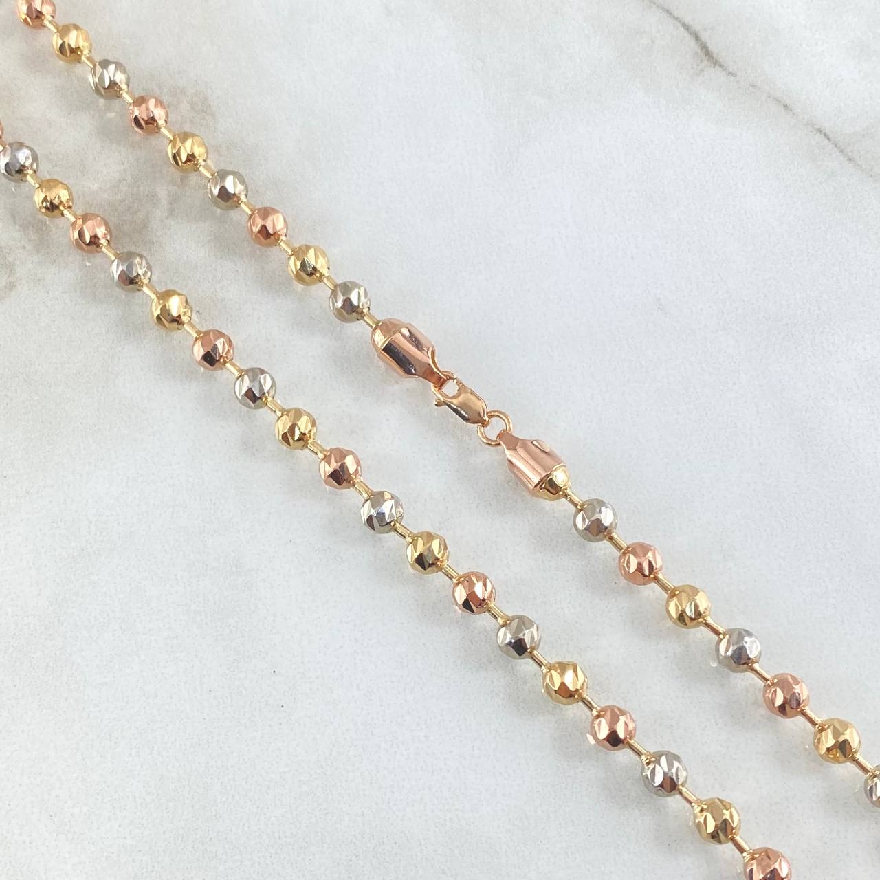 Military Chain 24.2gr / 62cm / 4mm Diamond Cut Three Golds 18K