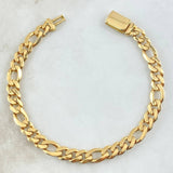 Pulso Figaro 12.9gr / 21cm / 7mm Broche Cajon Liso Oro Amarillo 18K ©