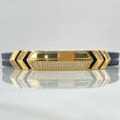 Pulso Marco Flechas Transversales 17.5gr / 20cm / Correa Caucho Cricones Blancos Oro Amarillo 18K ©