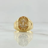 Anillo Sello Ancla 3.55 g / T9 1/2 Dos Oros Amarillo Blanco 18K