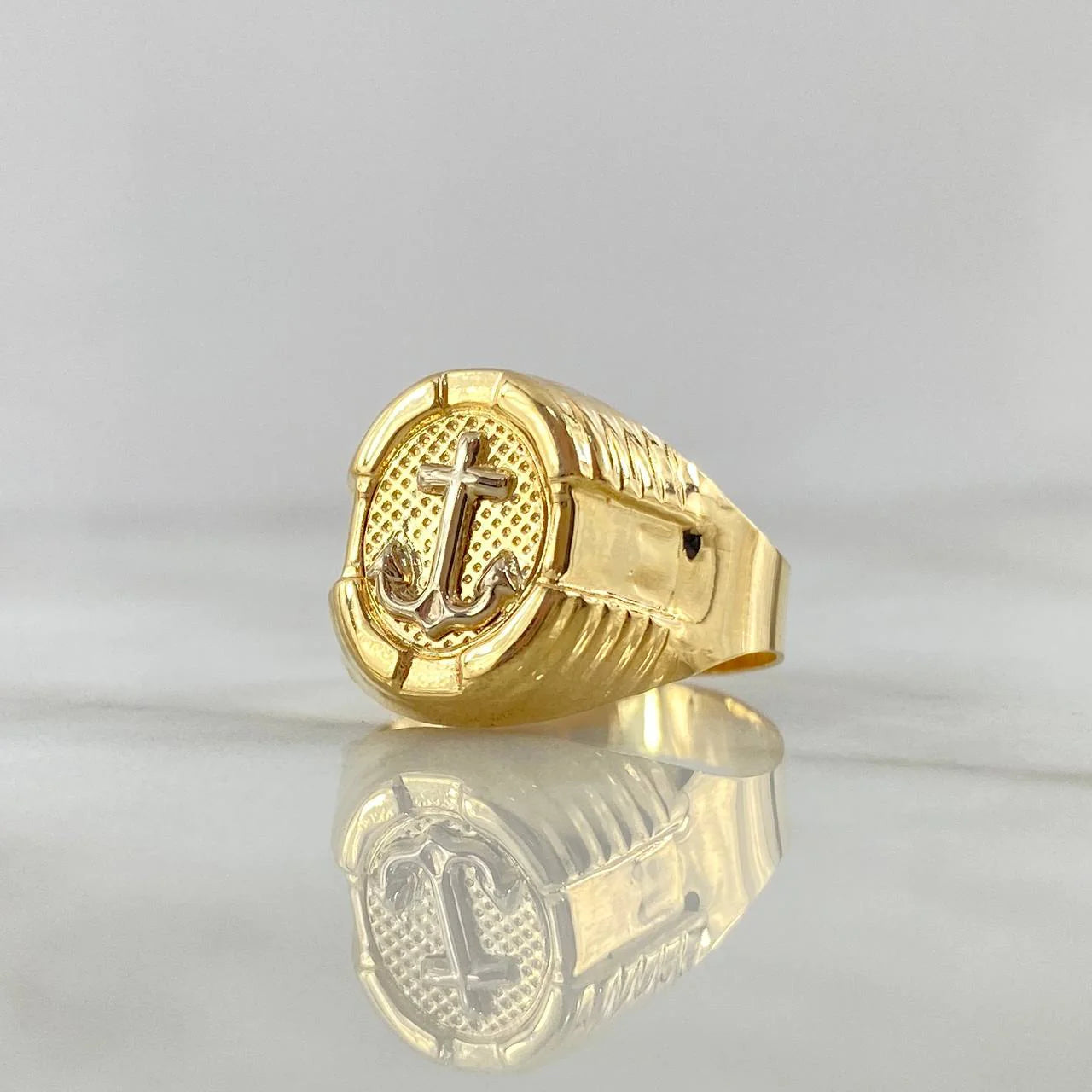 Anchor Ring Oval Frame 3.75 g / Size 10 3/4 Two-Tone Yellow White Gold 18K