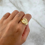 Anchor Ring Oval Frame 3.75 g / Size 10 3/4 Two-Tone Yellow White Gold 18K