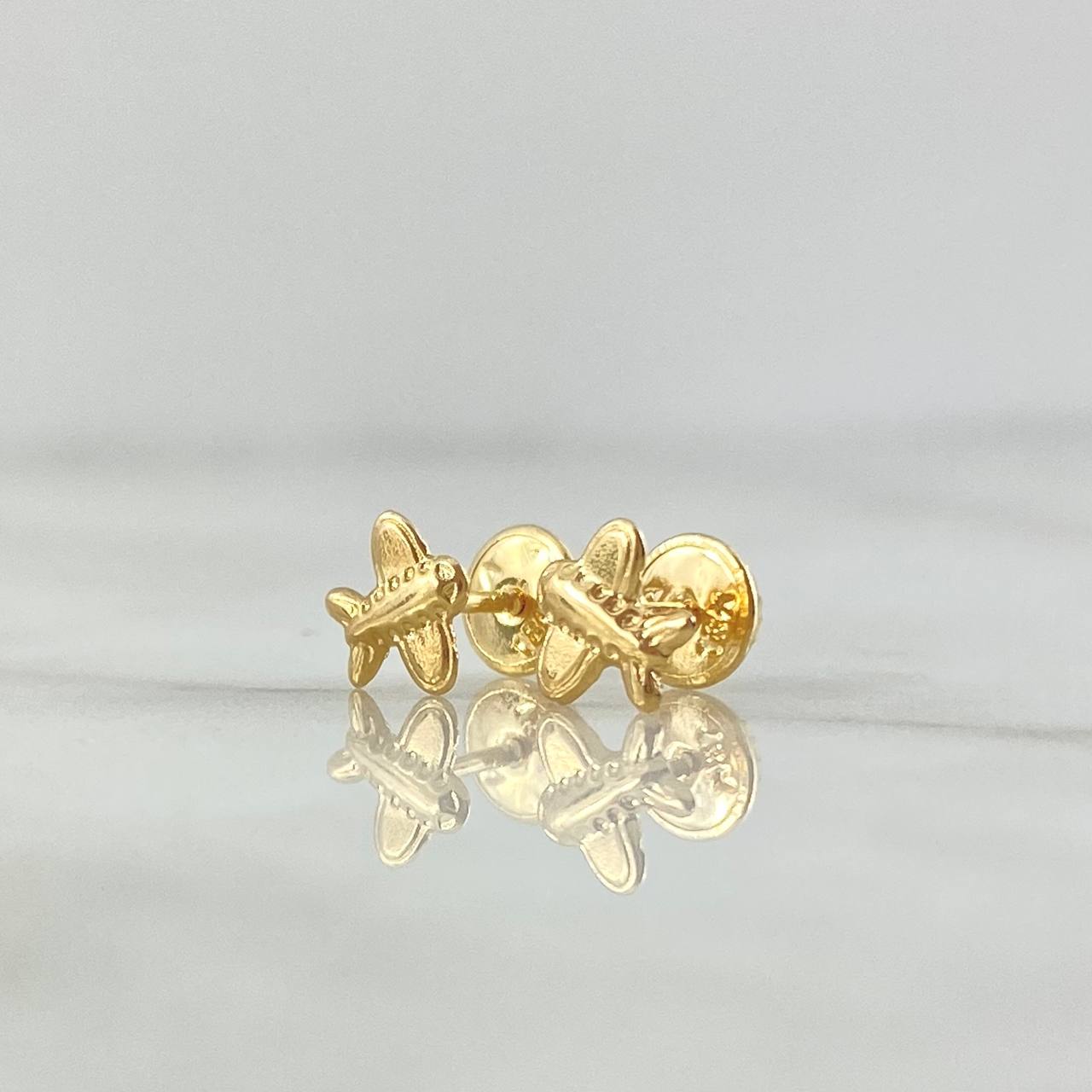 Stud Earrings Animated Airplane 0.55gr / 6mm 18K Yellow Gold