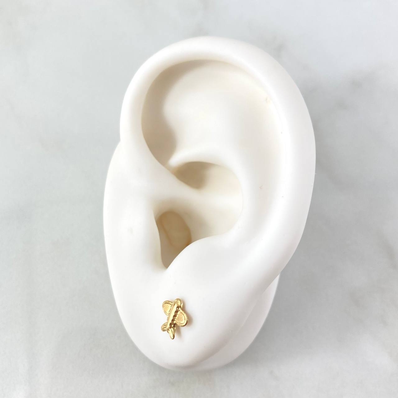Stud Earrings Animated Airplane 0.65gr / 6mm 18K Yellow Gold