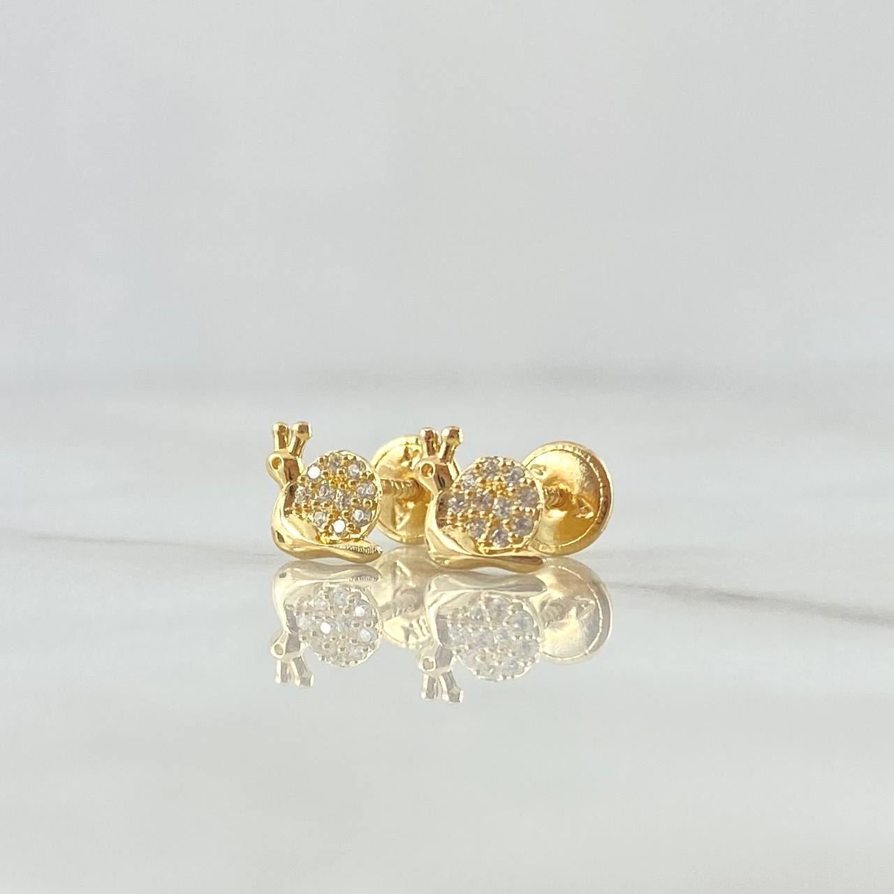 Topos Caracol 0.9gr / 7mm Circones Blancos Oro Amarillo 18K