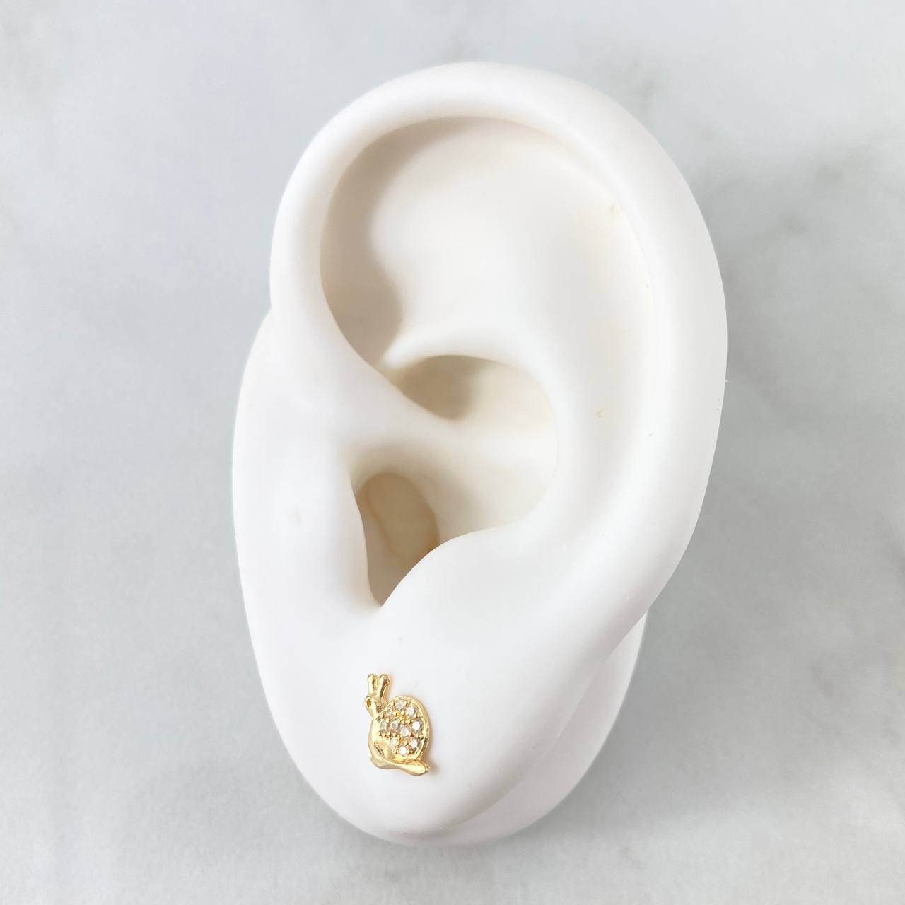 Topos Caracol 0.9gr / 7mm Circones Blancos Oro Amarillo 18K