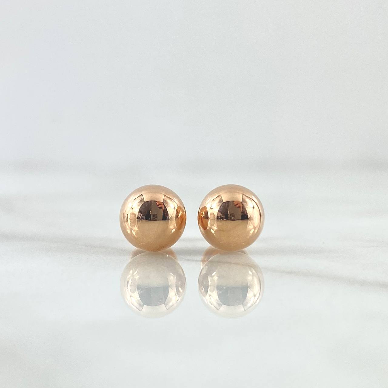 Stud Earrings Bead 0.75gr / 7mm Polished 18K Rose Gold