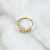 Infinity Heart Ring 1.55gr / Size 7 1/4 / White Zircons 18K Yellow Gold