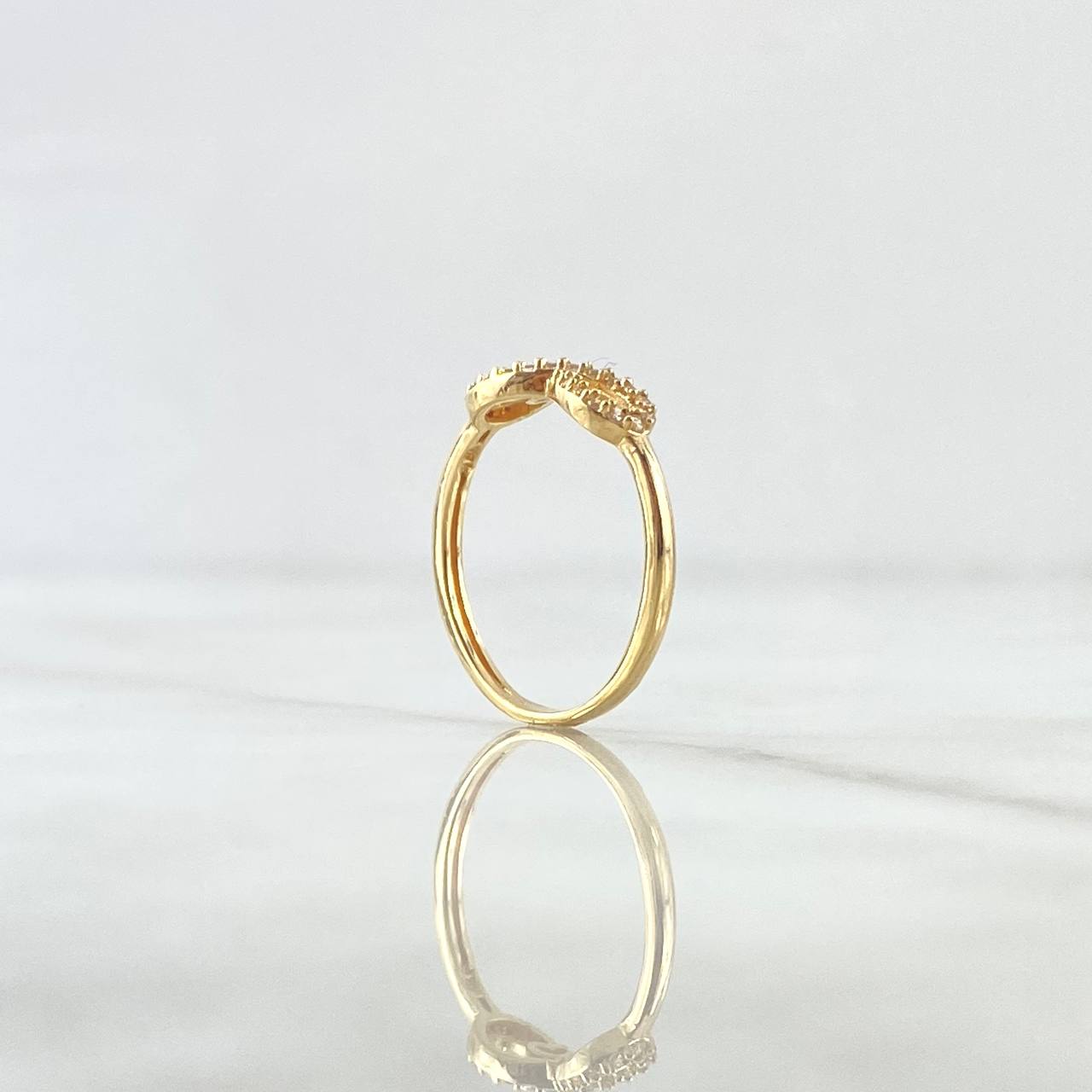 Infinity Heart Ring 1.65gr / Size 9 / White Zircons 18K Yellow Gold