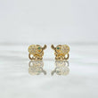 Stud Earrings Elephant 1.1gr / 7mm White Zircons - Green Eyes 18K Yellow Gold