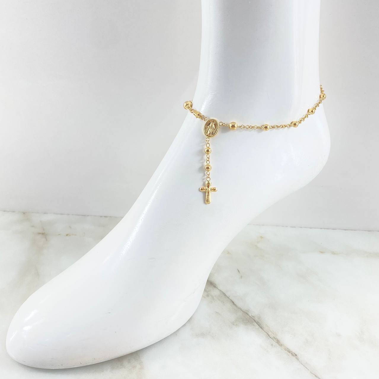 Tobillera Denario Virgen Milagrosa 4.9gr / 23cm / Oro 18K *