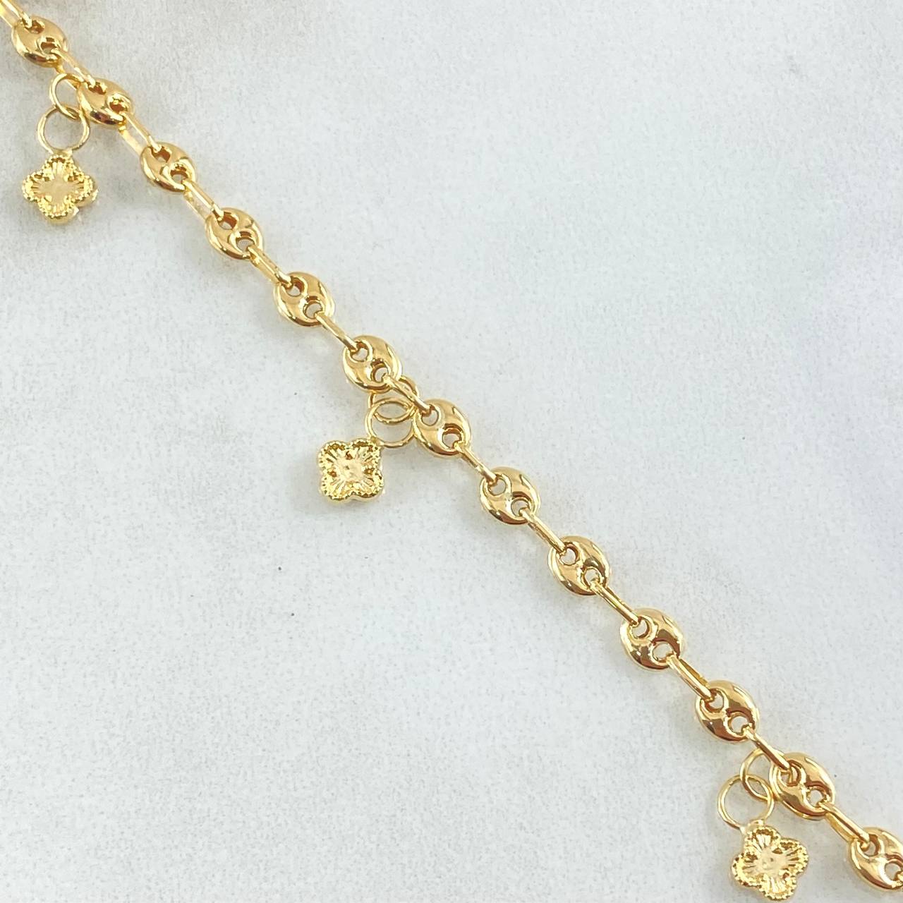 Anklet GC Flowers Clover 3.7gr / 25cm / 18K Yellow Gold