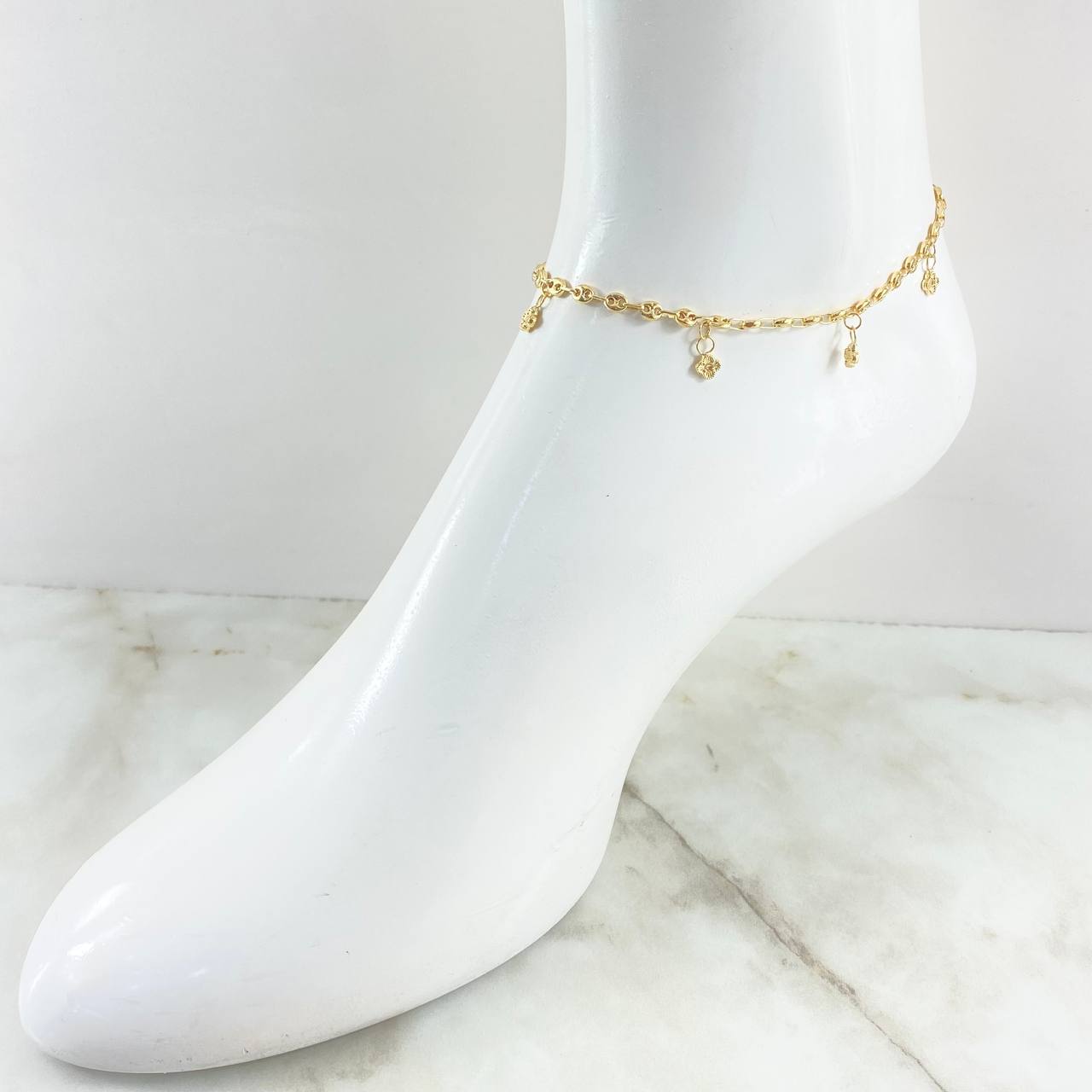 Anklet GC Flowers Clover 3.75gr / 26cm / 18K Yellow Gold