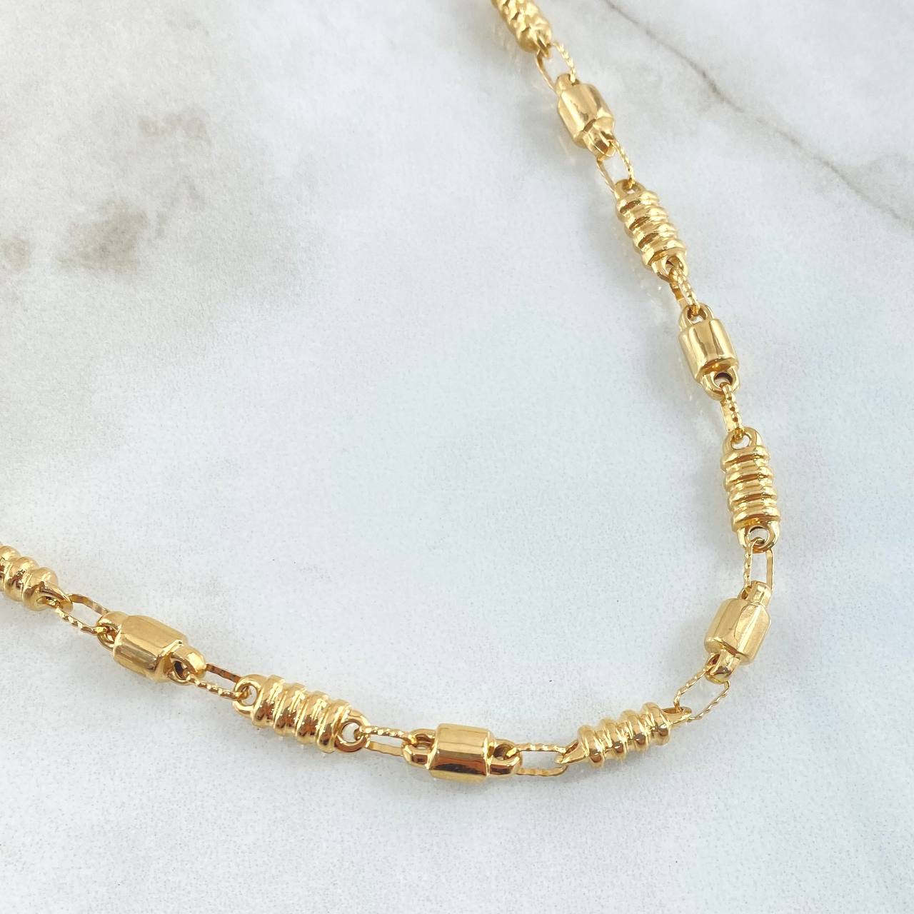 Rustic Barrel Intercalated Chain 17.2gr / 70cm / 18K Gold *