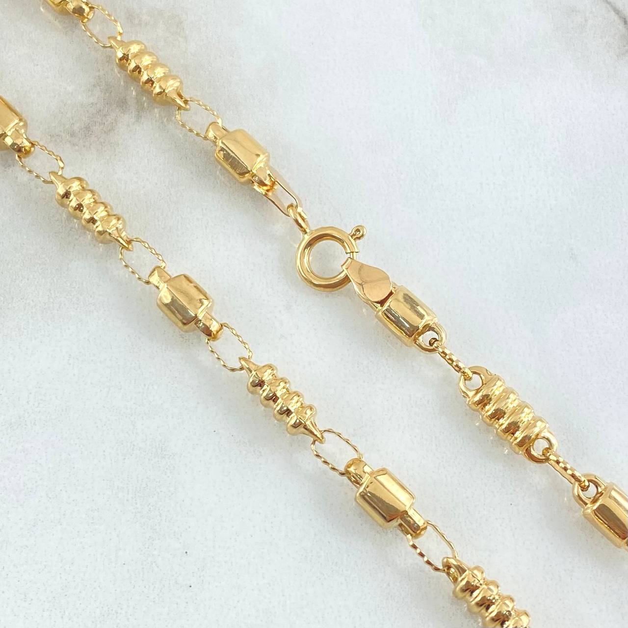 Rustic Barrel Intercalated Chain 17.2gr / 70cm / 18K Gold *
