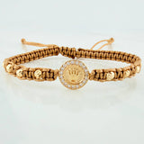Pulsera Tejida Caqui Corona 4Mm 8 Und Oro Amarillo 18K