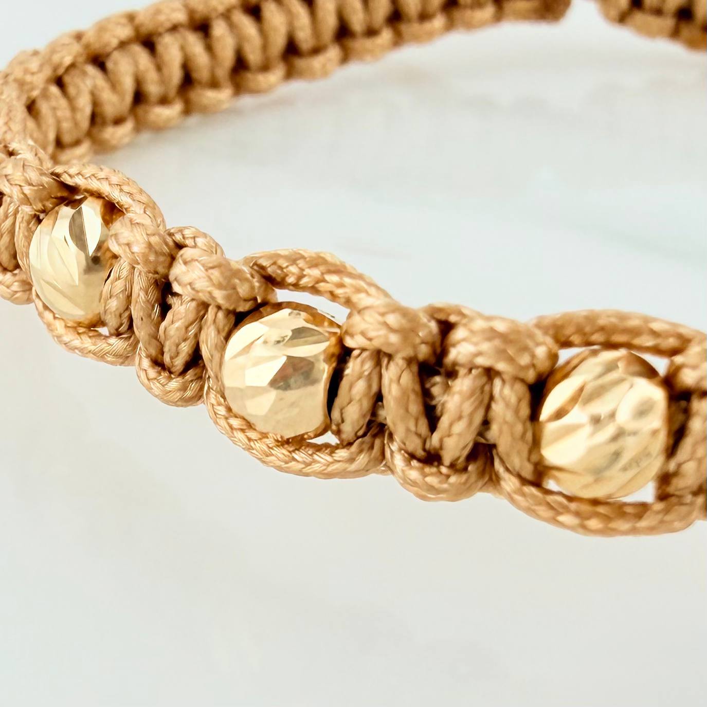 Pulsera Tejida Caqui Corona 4Mm 8 Und Oro Amarillo 18K
