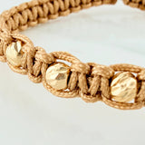 Pulsera Tejida Caqui Corona 4Mm 8 Und Oro Amarillo 18K
