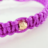 Pulsera Tejida Morada Oso Ts 3Mm 2 Und Oro Amarillo 18K