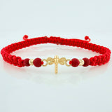 Pulsera Tejida Roja Libelula 3Mm 2 Und Oro Amarillo 18K